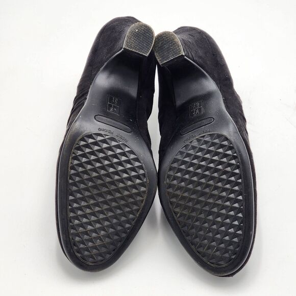 Aerosoles Pleated Black Faux Suede Heeled Ankle Bootie Size 7.5 - Picture 7 of 10